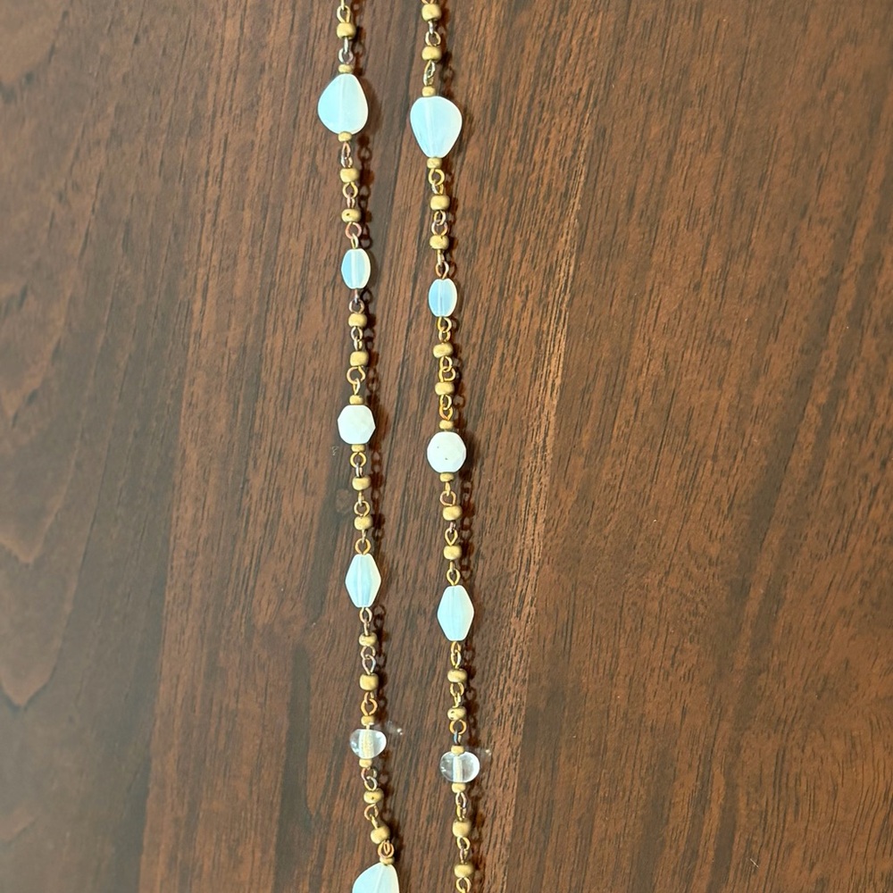 Cookie Lee Gold Bead Necklace with Opalescent White Accents
